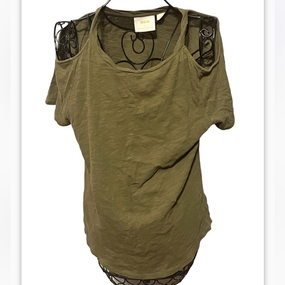 Maeve by Anthropologie Cold Shoulder Sz Small Green Top - Picture 3 of 8